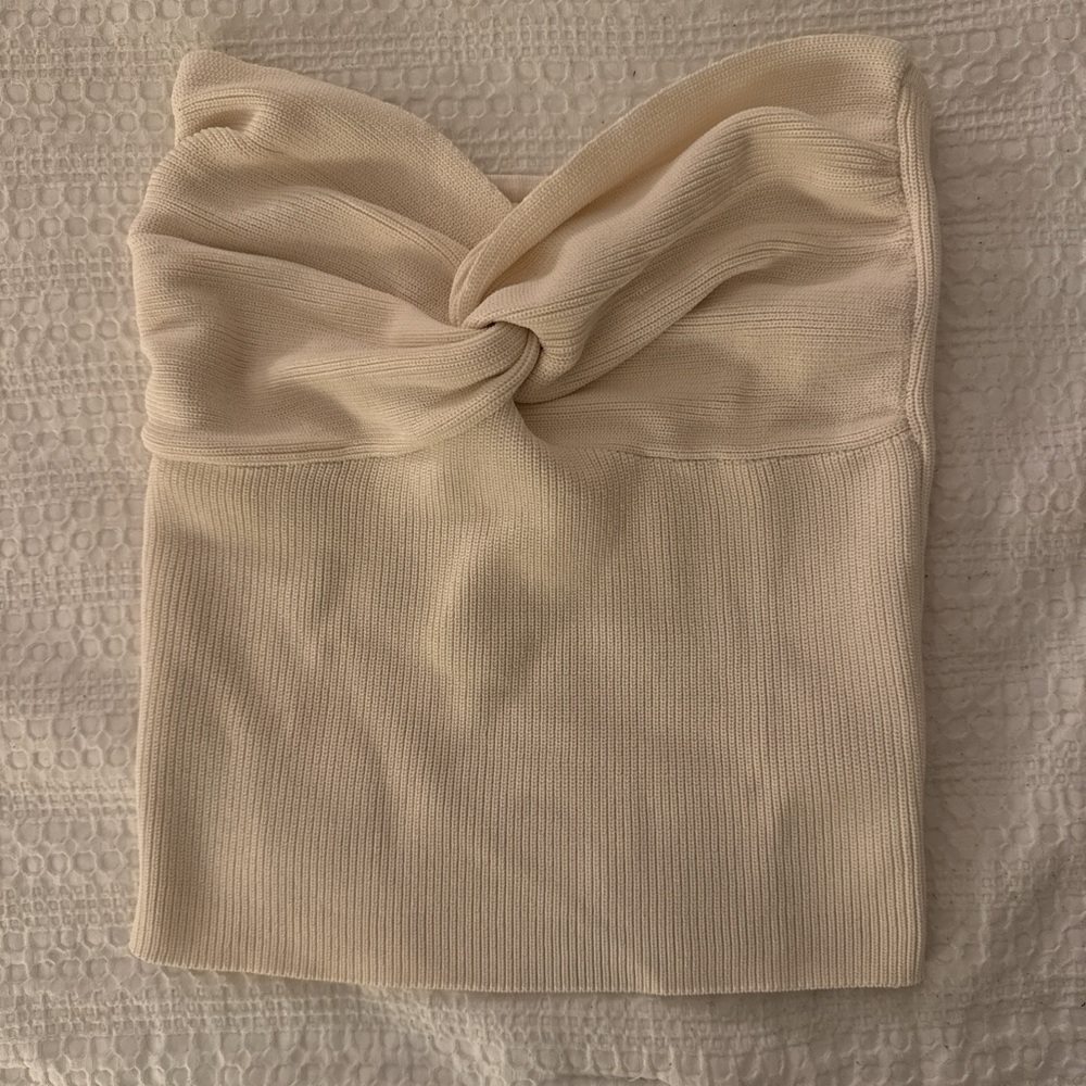 DISSH Cream Twisted Tube Top